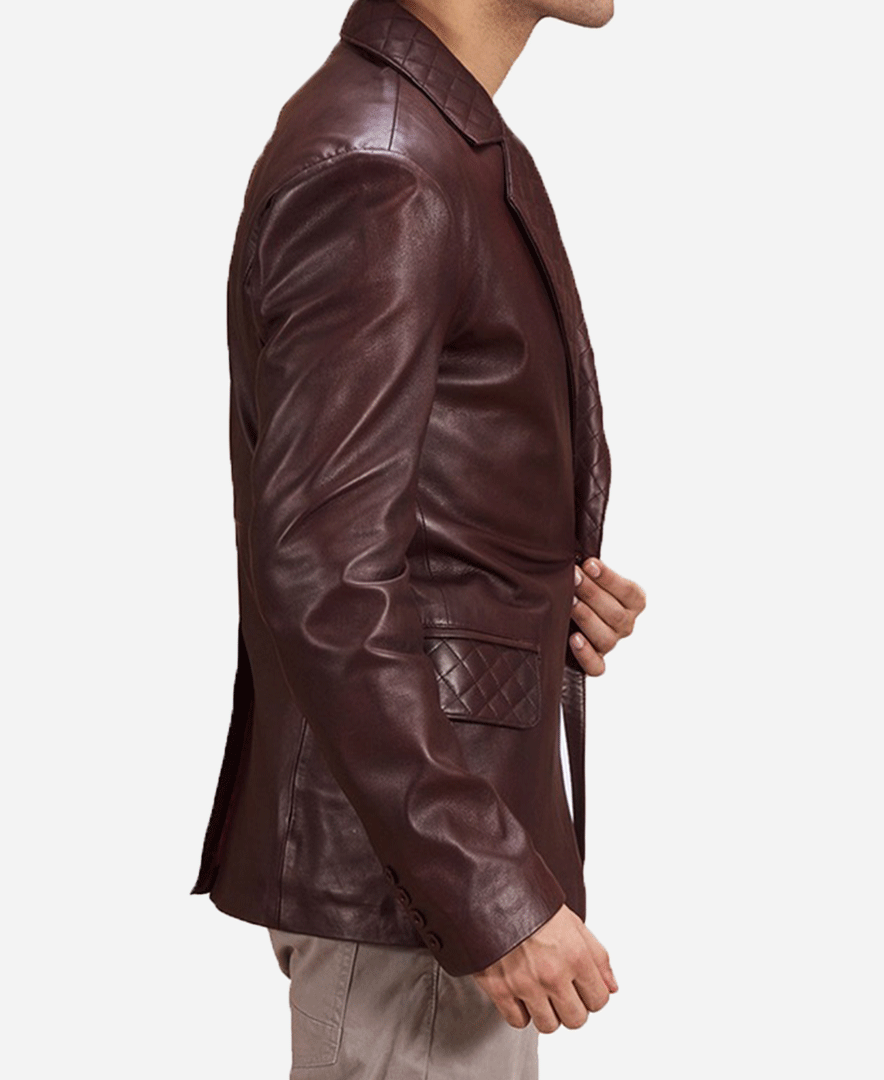 Radaron Quilted Maroon Leather Blazer
