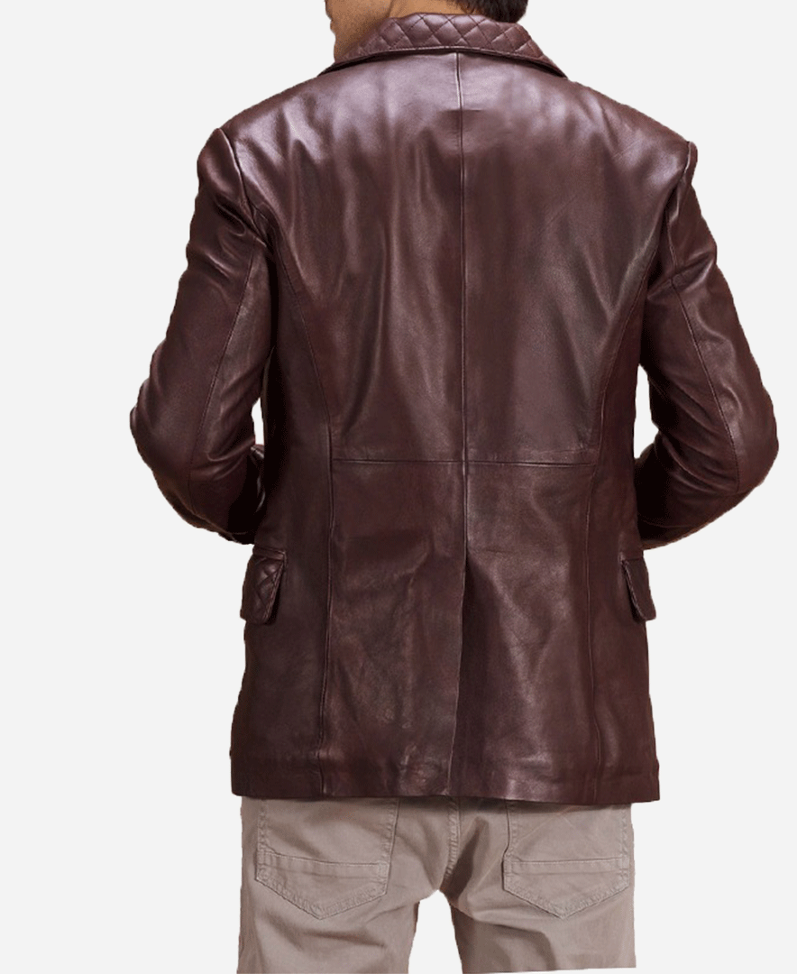 Radaron Quilted Maroon Leather Blazer