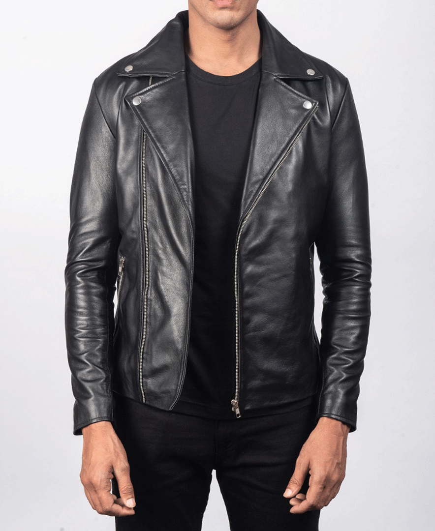 Noah Black Leather Biker Jacket