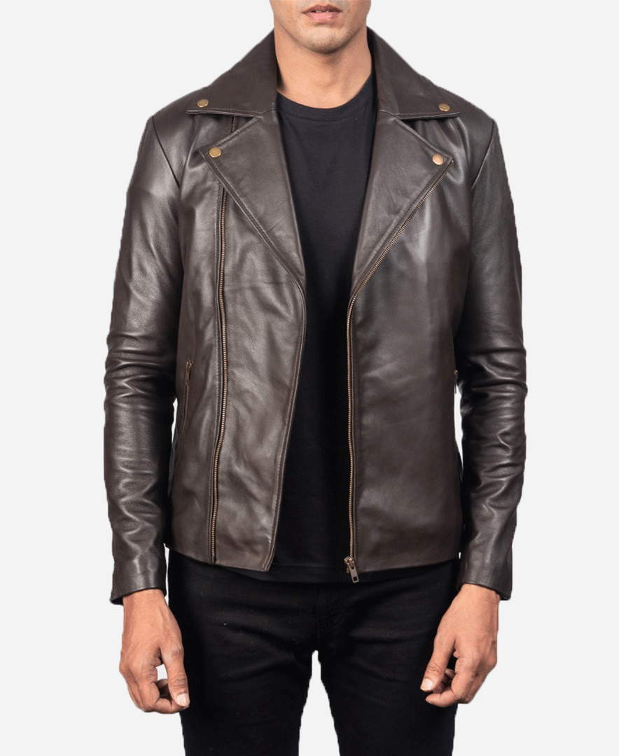 Noah Brown Leather Biker Jacket