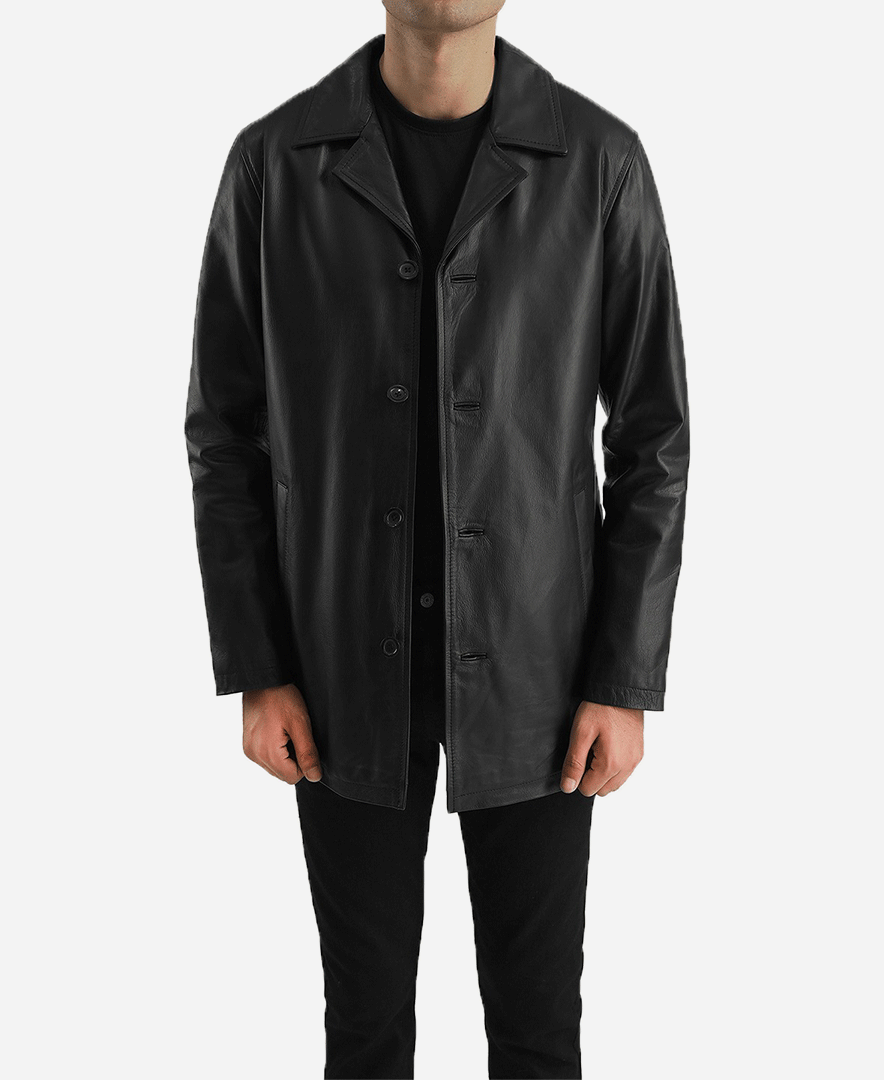 Urban Slate Black Leather Coat