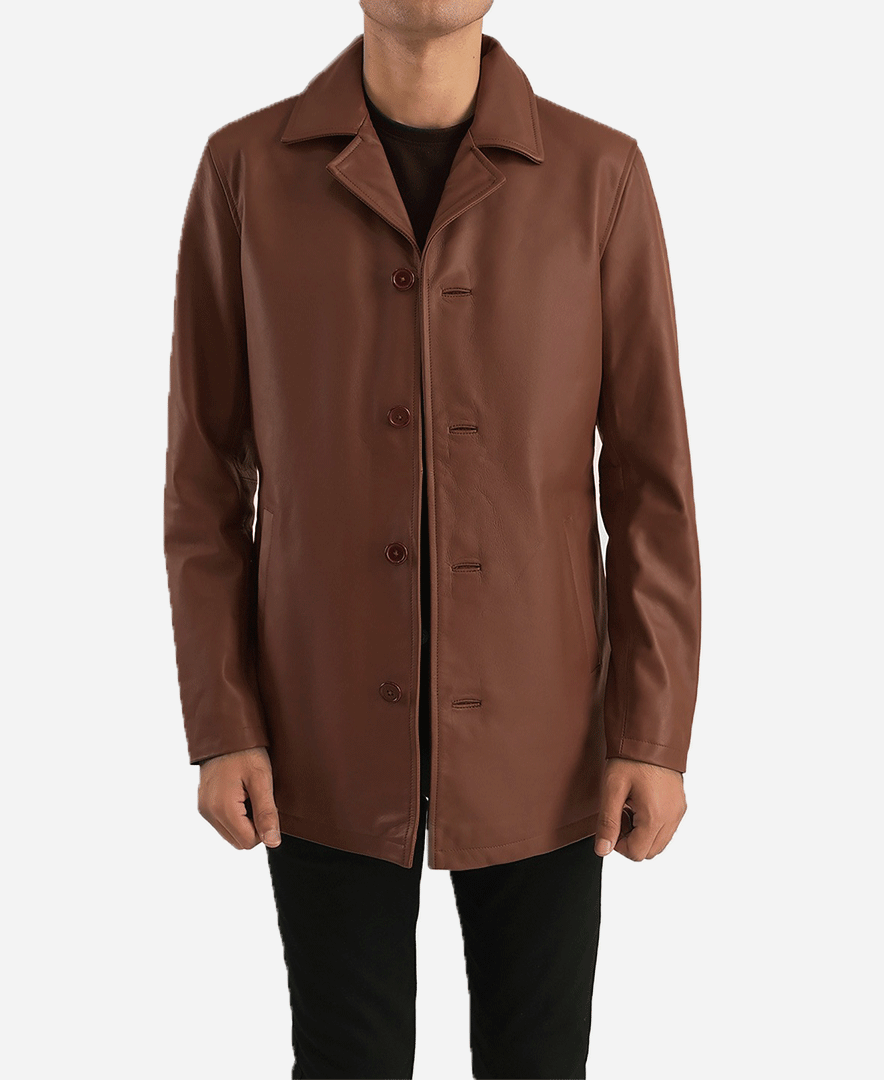 Urban Slate Brown Leather Coat