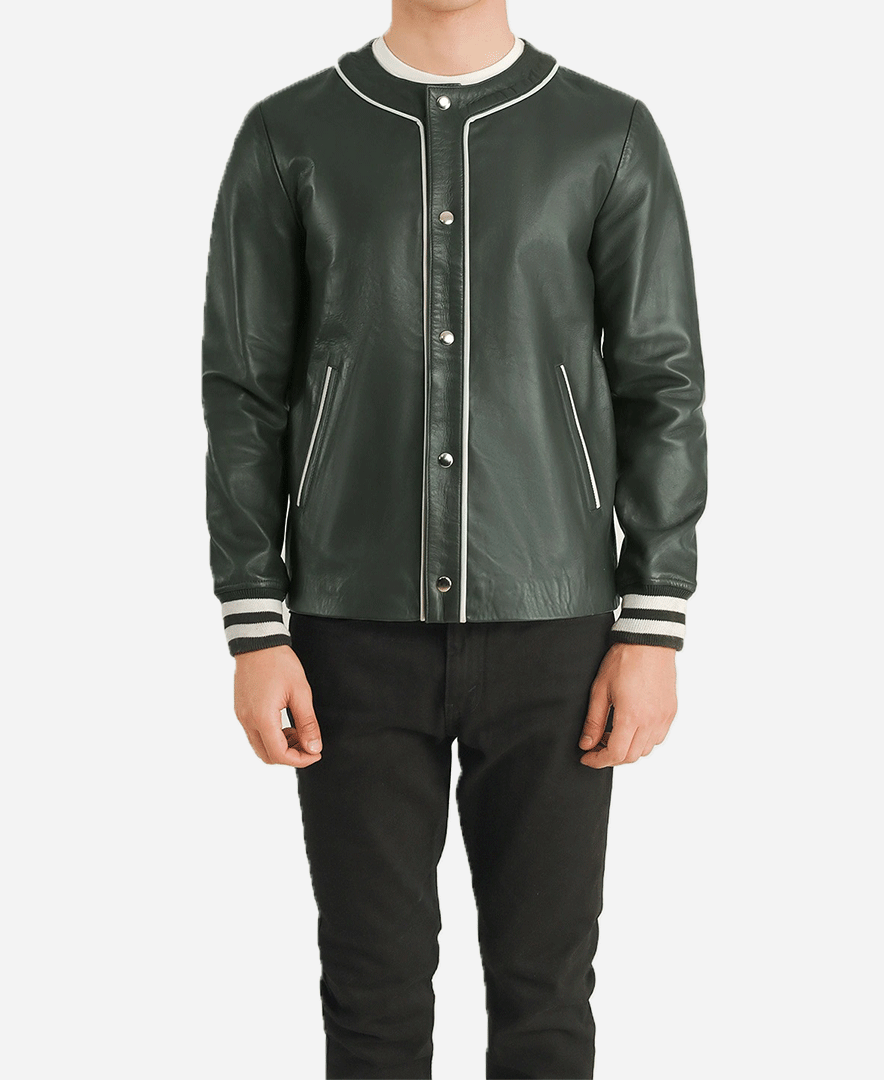 Willis Green Leather Varsity Jacket