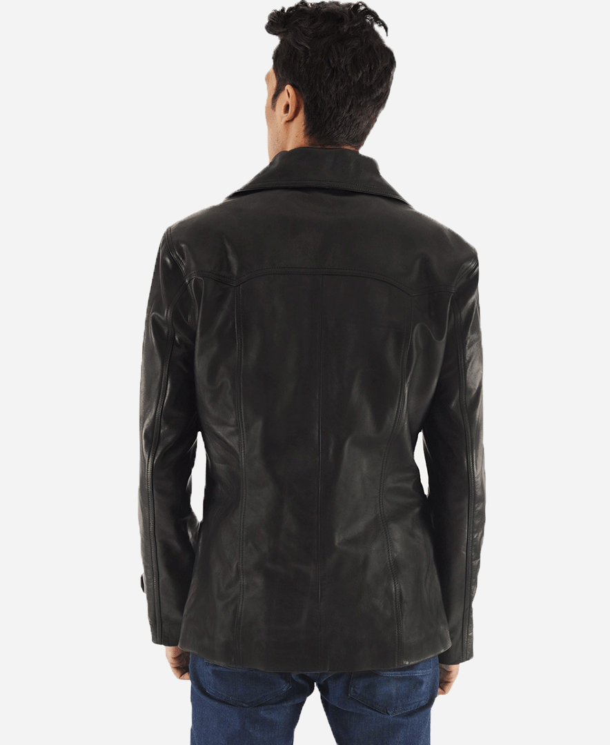 Leo Black Leather Coat