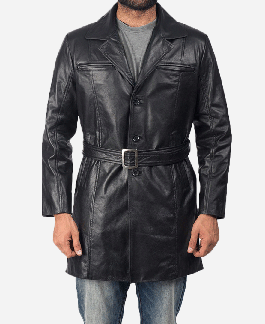 Jordan Black Leather Coat