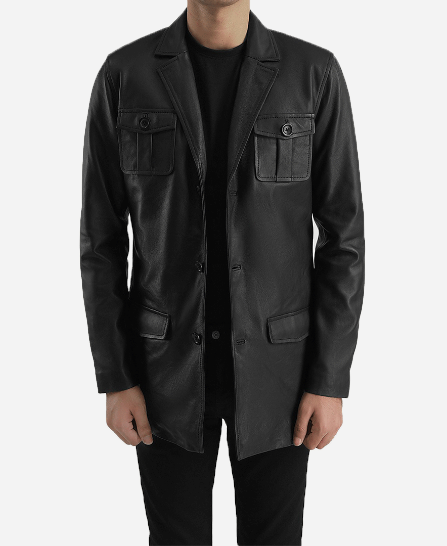 Ray Cutler Black Leather Blazer
