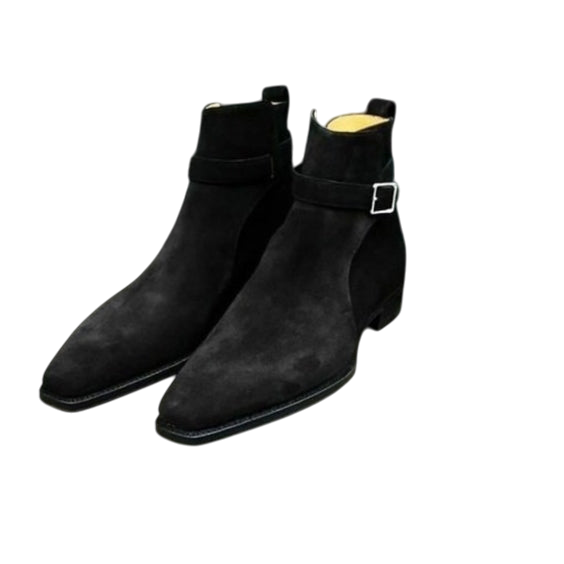 Men's Black Suede Leather Jodhpur Boots