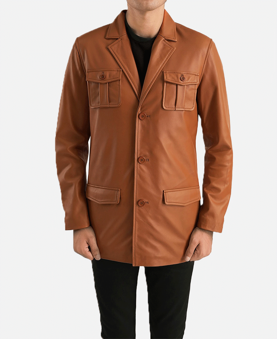 Ray Cutler Tan Brown Leather Blazer
