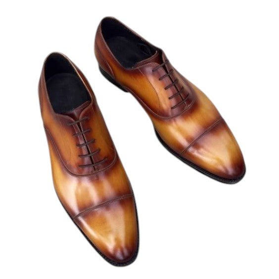 Men's Tan Brown Royal Patina Leather Shoes
