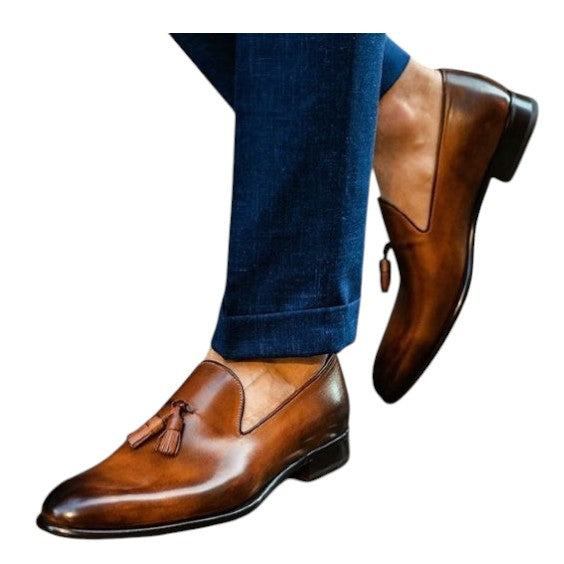 Men's Brown Leather Chaplin Tassel Loafers