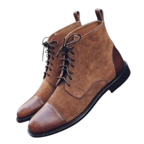 Men's Brown Suede Leather Ankle High Boots