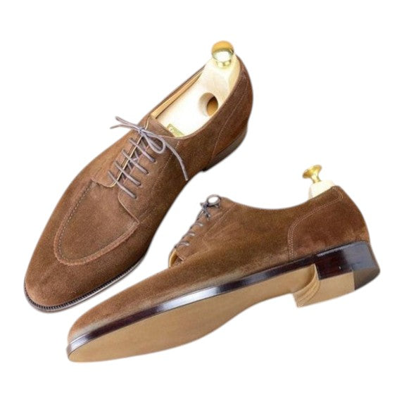 Men's Brown Suede Slip Toe Formal Dress Shoes