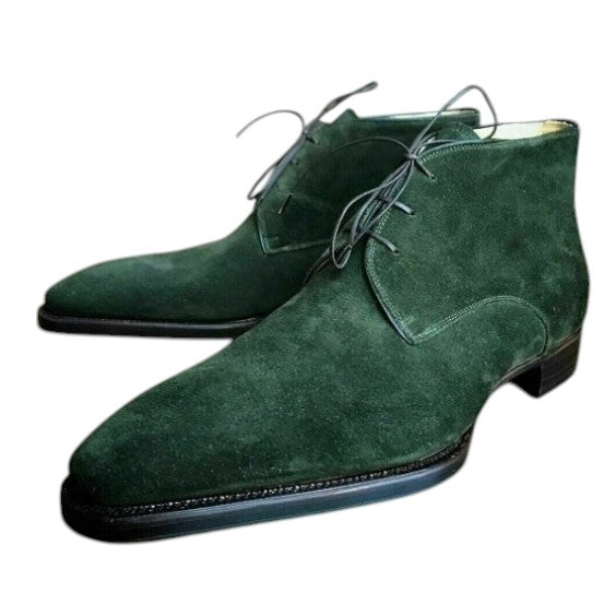 Men's Forest Green Suede Leather Chukka Boots