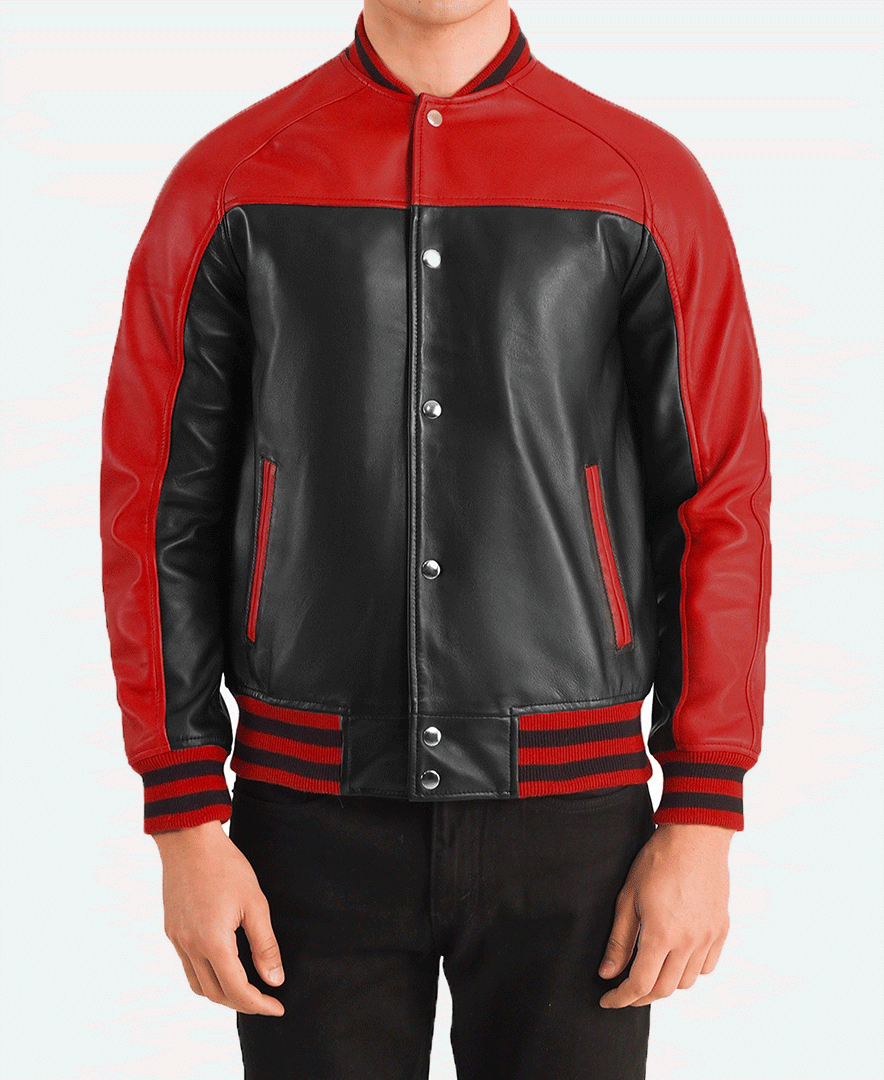 Terrance Black & Red Leather Varsity Jacket